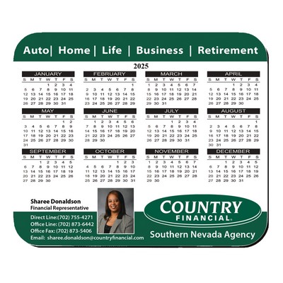 8"X9.5" Hard Surface Full Color Calendar Rectangle Mouse Pad 1/8" Foam Base