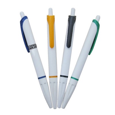 Plastic Push Button Ballpoint Pen W/Clip
