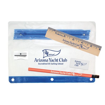 Clear Translucent Pouch School Kit w/1 Pencil