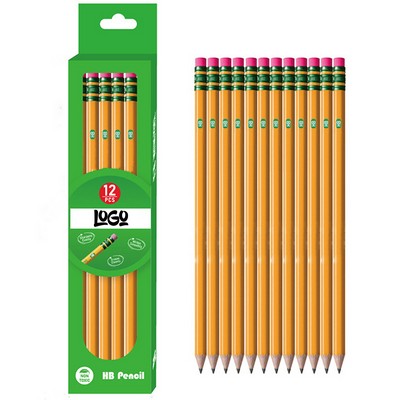 12 Pcs Wooden Sketching Pencils Set w/ Eraser